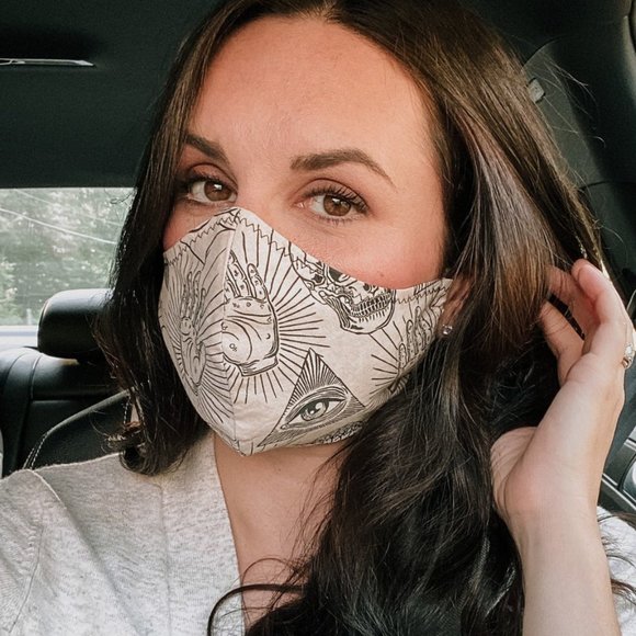 HANDMADE SKULL SKETCH FACE MASK - TEEN/ADULT SIZE - Picture 2 of 2